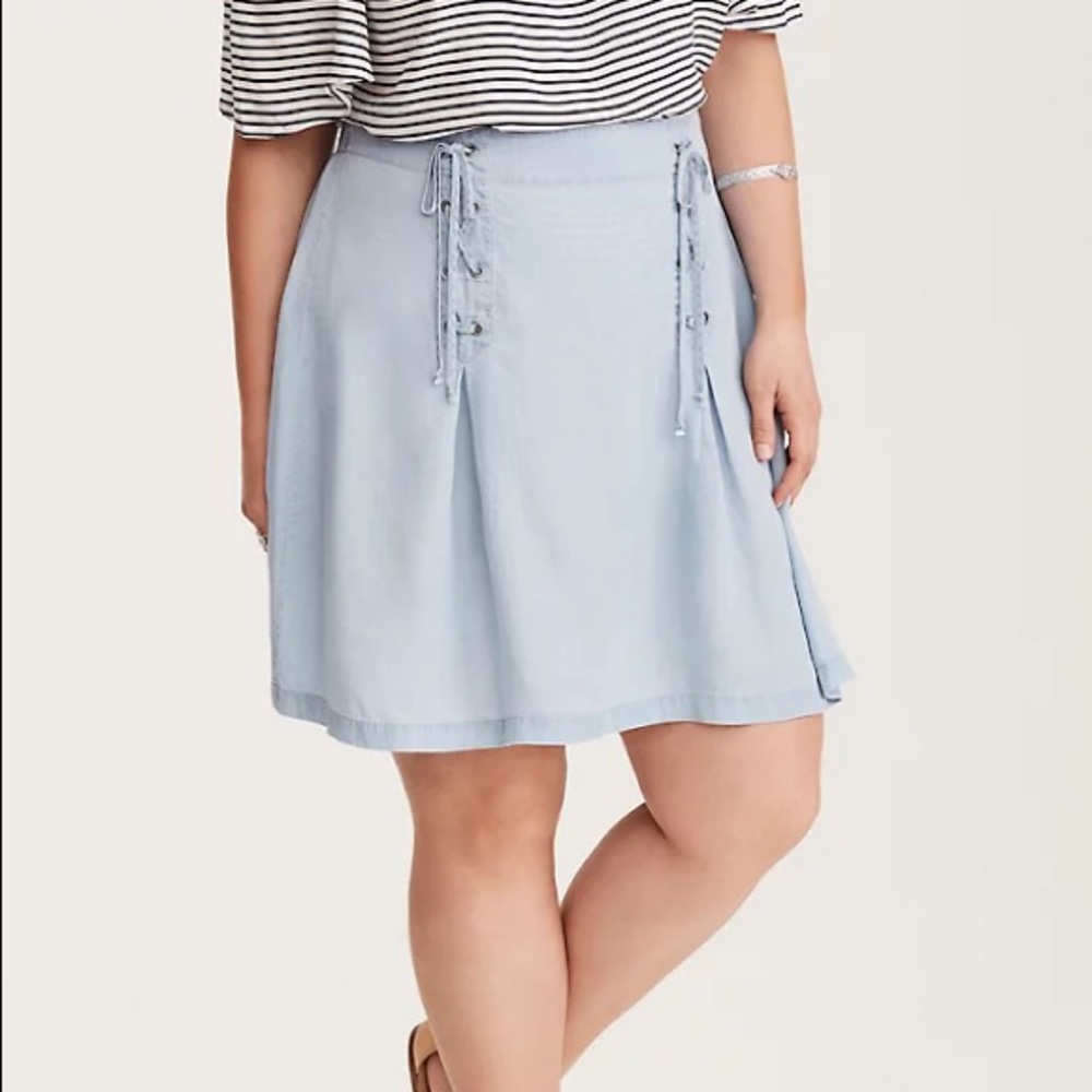 Torrid denim lace up mini skirt blue